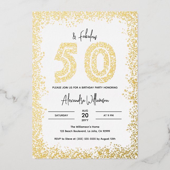 50.ª invitación de cumpleaños | 50 y fabuloso real (Anverso)
