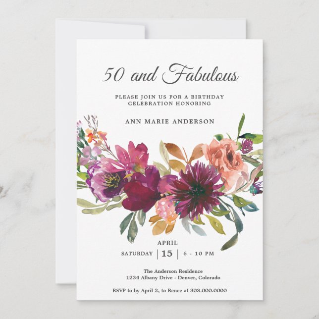 50.ª Invitación de cumpleaños de Flor Silvestre (Anverso)