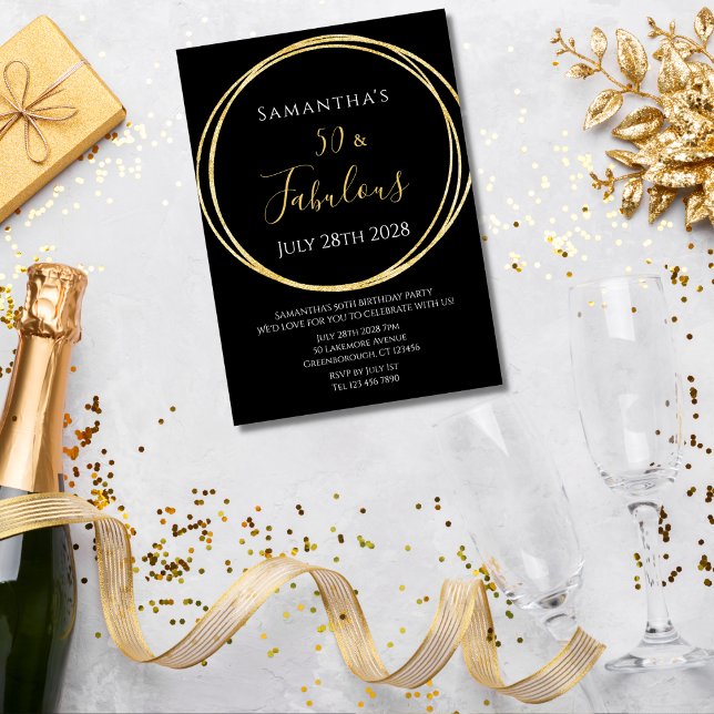 50.ª invitación de cumpleaños de oro negro (Subido por el creador)