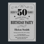 50.ª invitación de cumpleaños gris negro y platead<br><div class="desc">50.ª Invitación de cumpleaños Tipografía gris negra y plateada. Fondo gris negro y plateado. Cumpleaños de adultos. Cumpleaños de hombres o mujeres. Invite a un niño o a una Chica. 13.º 15.º 16.º 18.º 20.21.30.40.50.60.70.80.90.100. Cualquier edad. Para una mayor personalización, haga clic en el botón "Personalizar" y utilice nuestra herramienta...</div>