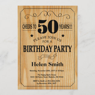 50.ª Invitación de cumpleaños Madera Rústica