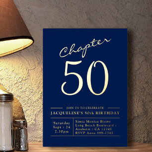 50.ª invitación de cumpleaños Marina Oro Azul