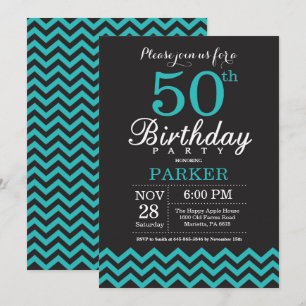 50.ª invitación de cumpleaños negro y Verde azulad