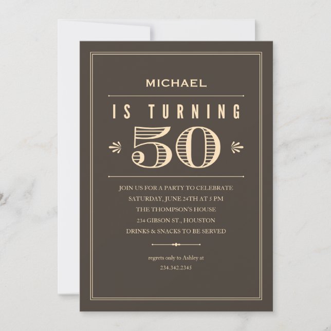 50.ª invitación de cumpleaños para hombres (Anverso)