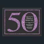 50.ª invitación de cumpleaños Purpurina púrpura<br><div class="desc">50.ª Invitación de cumpleaños. Invitación a la fiesta de cumpleaños de Purpurinas negros y morados con fondo de pizarra. Cumpleaños sorpresa. Cumpleaños de adultos. Hombres o Mujeres Fiesta de Bday Bash. Para una mayor personalización, haga clic en el botón "Personalizar" y utilice nuestra herramienta de diseño para modificar esta plantilla....</div>