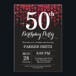 50.ª invitación de cumpleaños Purpurina rojo<br><div class="desc">Invitación a los 50 años con luces de cuerda rojas con fondo de Purpurina rojo. Cumpleaños Rojo. Cumpleaños de adultos. Invitación de cumpleaños de hombres o mujeres. 13.º 15.º 16.º 18.º 20.21.30.40.50.60.70.80.90.100, cualquier edad. Para una mayor personalización, haga clic en el botón "Personalizar" y utilice nuestra herramienta de diseño para...</div>