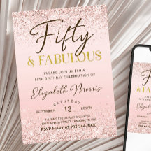 50.ª invitación de cumpleaños Rosa impreso Oro Cin