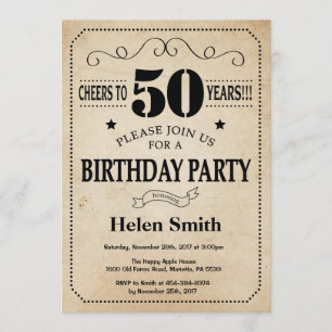 50.ª invitación de cumpleaños Rústico Retro de cos