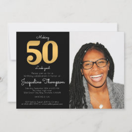 50.ª invitación de oro con foto de cumpleaños