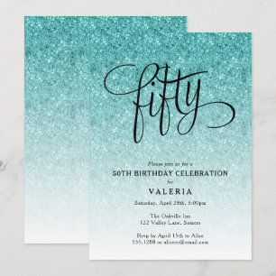 50.ª invitación de Purpurina Blue Ombre