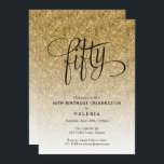 50.ª invitación de Purpurina de oro<br><div class="desc">Esta moderna invitación a la fiesta de cumpleaños del purpurina, de color oro oscuro, muestra a un purpurina brillante de oro falso y un elegante encabezado de tipografía de escritura. Agregue el texto de su personalizado mediante el formulario de plantilla. Hay opciones adicionales para texto y diseño disponibles si elige...</div>