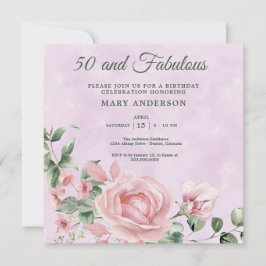 50.ª invitación de rosa de cumpleaños floral