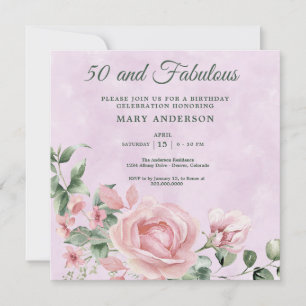 50.ª invitación de rosa de cumpleaños floral