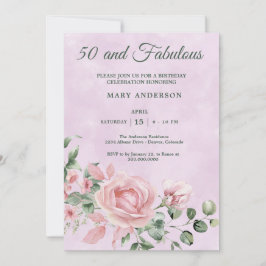 50.ª invitación de rosa de cumpleaños floral