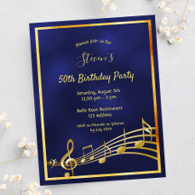 50.ª invitación para notas de oro azules