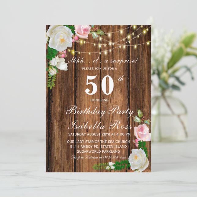 50.ª invitación para sorpresa de cumpleaños (Anverso de pie)
