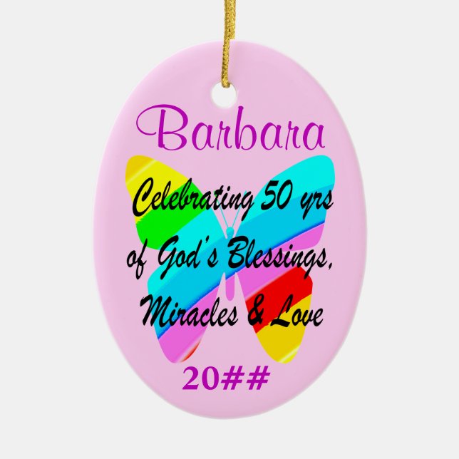 50.ª MARCA DE CUMPLEAÑOS ORNAMENTO PERSONALIZADO (Frente)