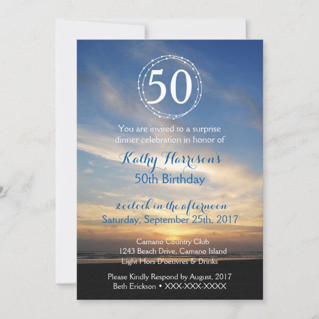 50.ª plantilla de invitaciones a la playa del atar (Anverso)