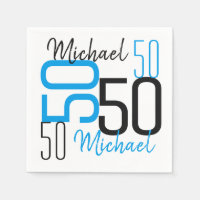 50.ª servilleta de papel personalizado azul de cum