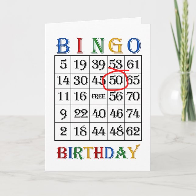 50.ª tarjeta de bingo de cumpleaños (Anverso)