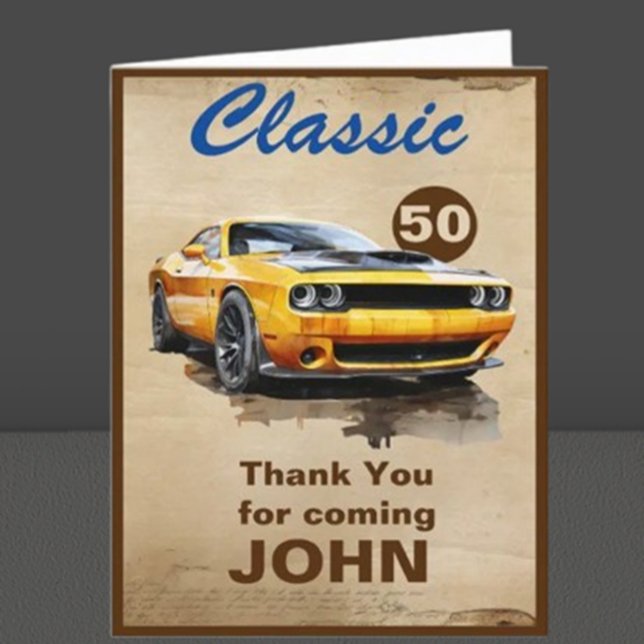 50.ª tarjeta de coche clásica de cumpleaños (Celebrate a milestone with our stunning 50th Birthday Classic Muscle Car Card!)
