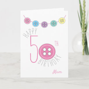 50.ª tarjeta de costura de mamá de cumpleaños con 