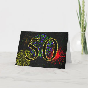 50.ª tarjeta de cumpleaños con fuegos artificiales