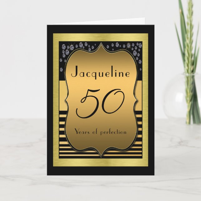 50.ª Tarjeta de felicitación de oro y negro (Anverso)