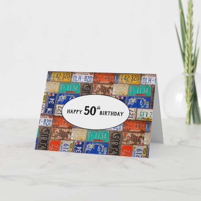 50.ª Tarjeta de Placas de Licencia Rusty de Cumple (Anverso)