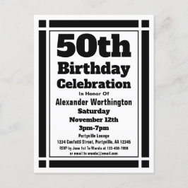 50.ª tarjeta postal de invitación a cumpleaños geo