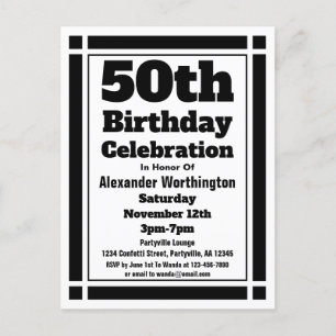 50.ª tarjeta postal de invitación a cumpleaños geo