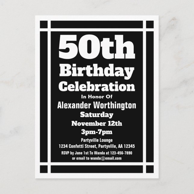 50.ª tarjeta postal de invitación de cumpleaños si (Anverso)