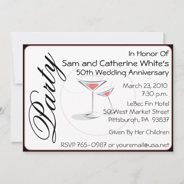 50.º Aniversario Boda Cócteles de invitación (Anverso)