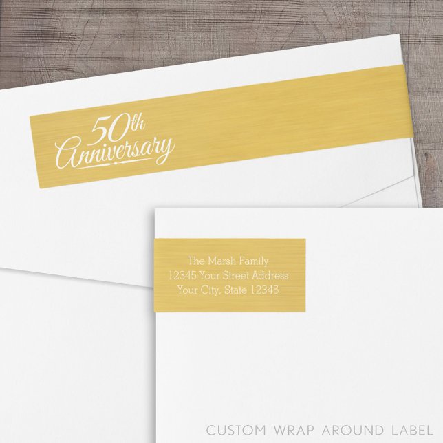 50.º aniversario Boda de oro personalizado (Custom Anniversary Wrap Around Label)