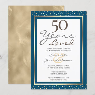 50.º Aniversario Boda Elegante Invitación de Oro