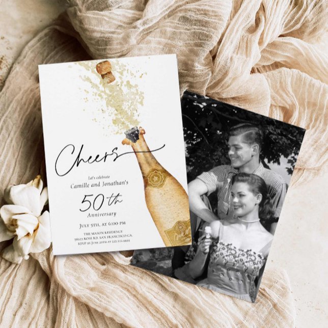 50.º Aniversario Boda Foto Invitación (50th Wedding Anniversary Photo Invitation)