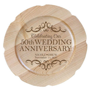 50.º Aniversario Boda Garlands Maple Wood Plate