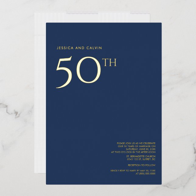 50.º aniversario Boda Invitación a la Marina Azul (Sobre)