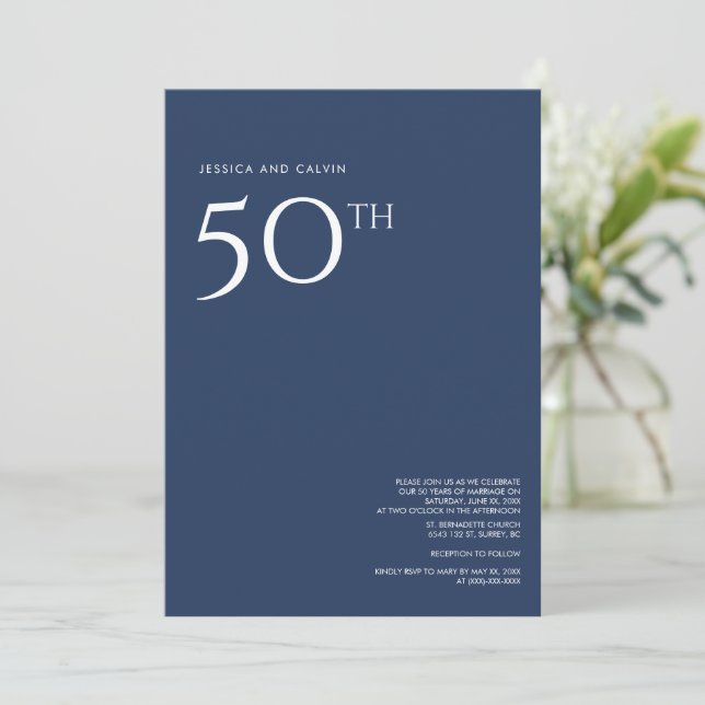 50.º aniversario Boda Invitación a la Marina Azul (Anverso de pie)