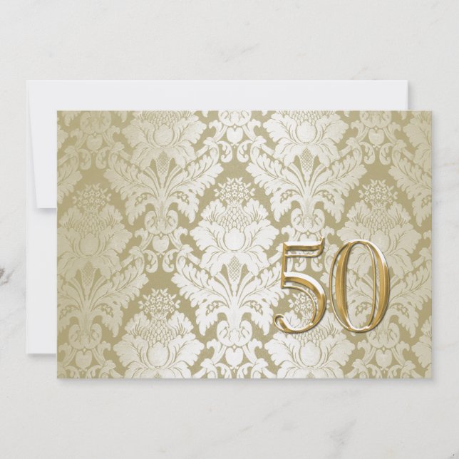 50.º Aniversario Boda Invitación Damasco de clase (Anverso)