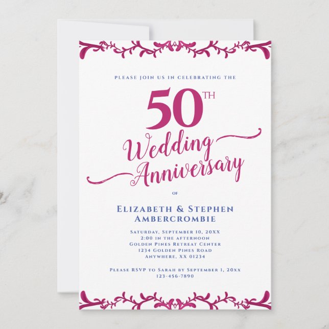 50.º Aniversario Boda Invitación floral (Anverso)