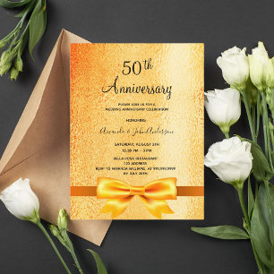 50.º aniversario boda invitación metálica al oro