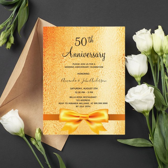 50.º aniversario boda invitación metálica al oro (Subido por el creador)