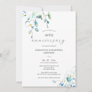 50.º aniversario Boda Invitaciones Flores azules