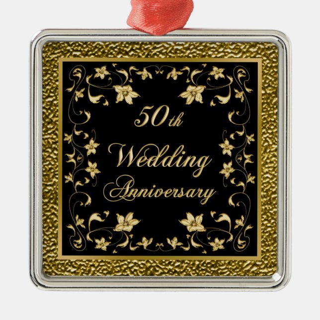 50.º Aniversario Boda Ornamento de Navidad (Frente)