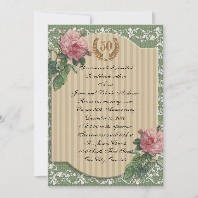 50.º aniversario de Bodas, chic invitación (Anverso)