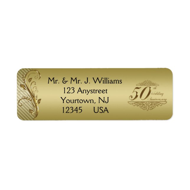 50.º aniversario del Boda Etiquetas de la direcció (Frente)