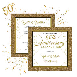 50.º Aniversario Elegante Invitación de Oro
