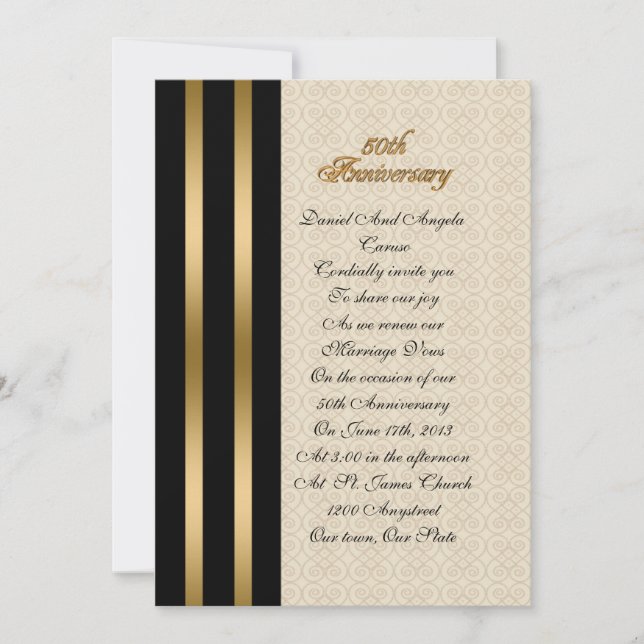 50.º Aniversario Invitación elegante (Anverso)