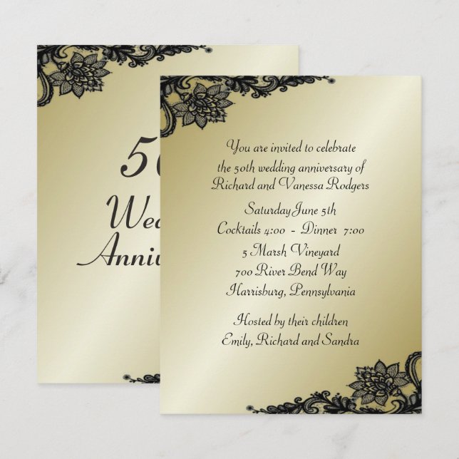 50.º Boda Aniversario Invitación (Anverso / Reverso)